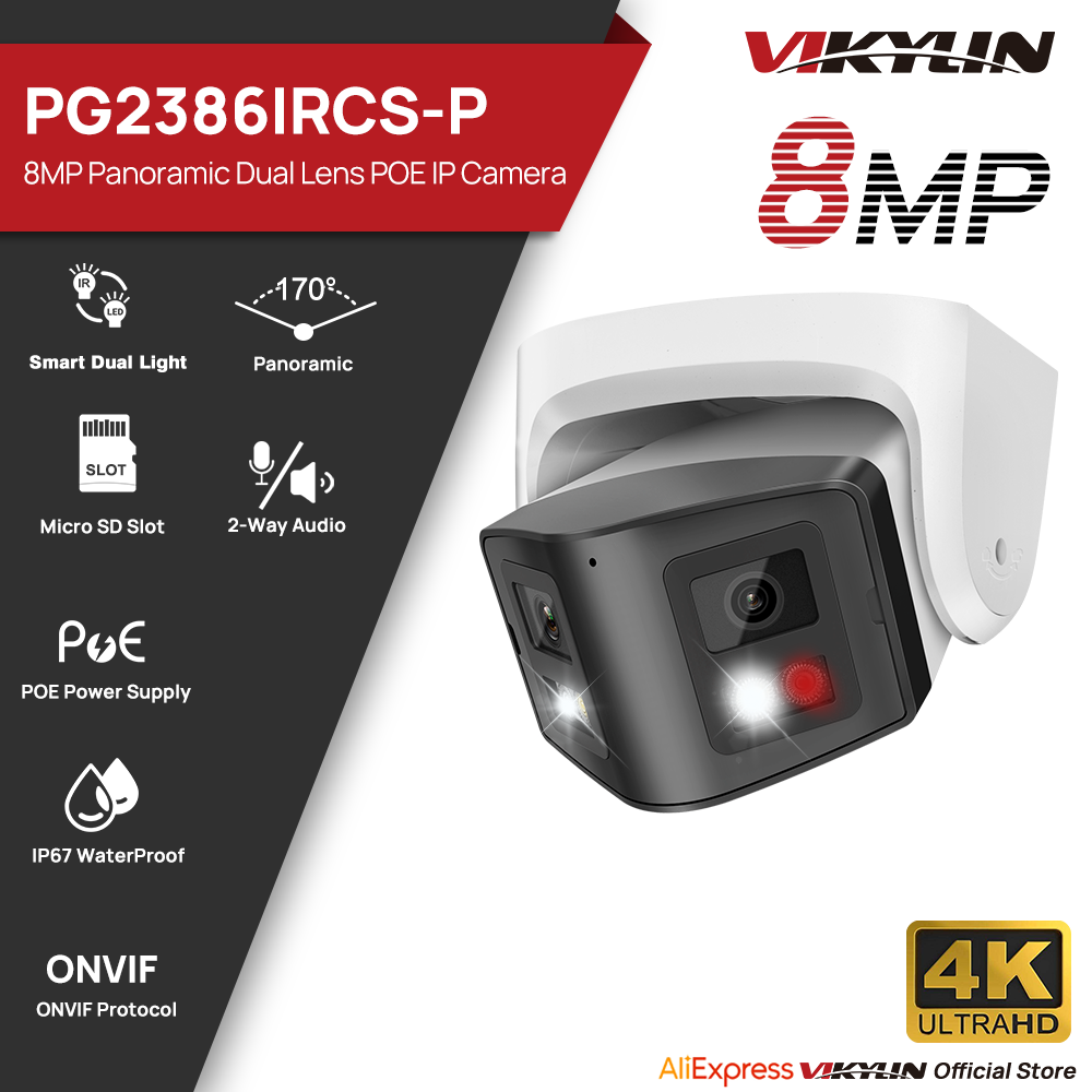 Outdoor Lighting Mains Powered - Vikylin 8MP Panoramic Smart Dual Light