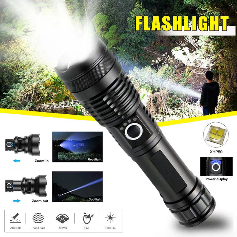 Outdoor Lighting Ideas - High Power XHP70 Led Flashlight USB-C