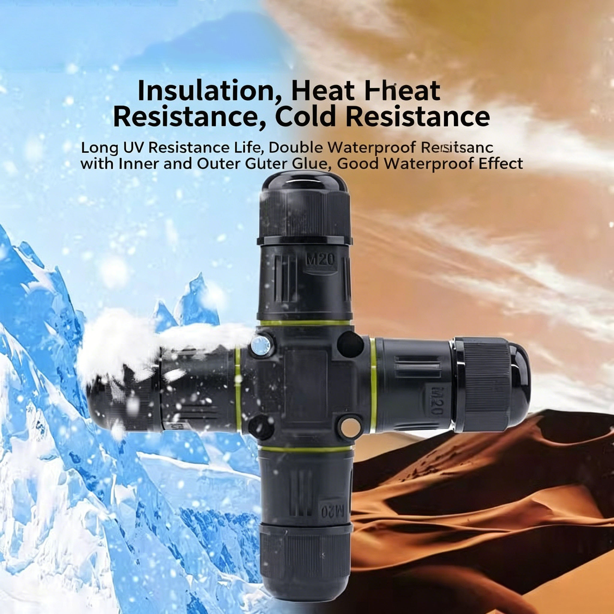 Outdoor Lighting Wire Connectors - IP68 4-Way Cross Waterproof Connector,2/3Pin Screw