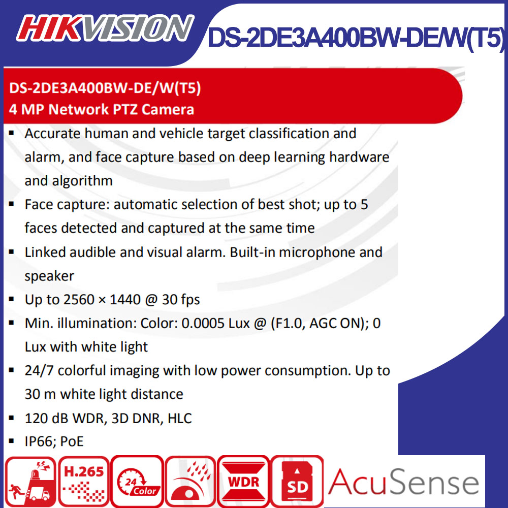 Hikvision DS-2DE3A400BW-DE/W(T - đánh giá và giá Outdoor Lighting Mains Powered