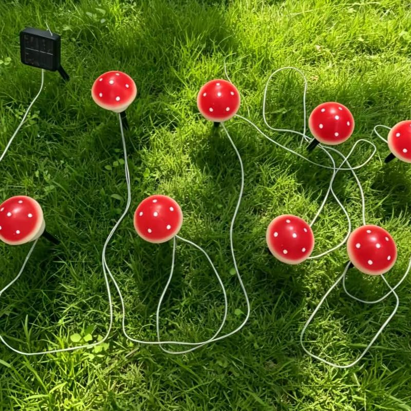 Solar Mushroom String Lights W - đánh giá và giá Outdoor Lighting Halloween