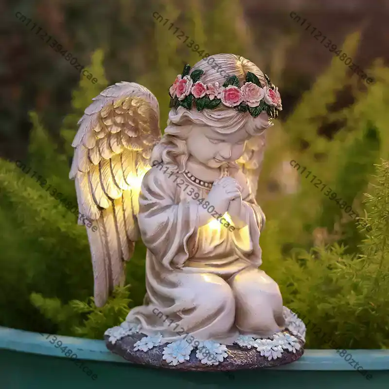 Solar Cross Angel Statue Tomb  - đánh giá và giá Outdoor Lighting Brass