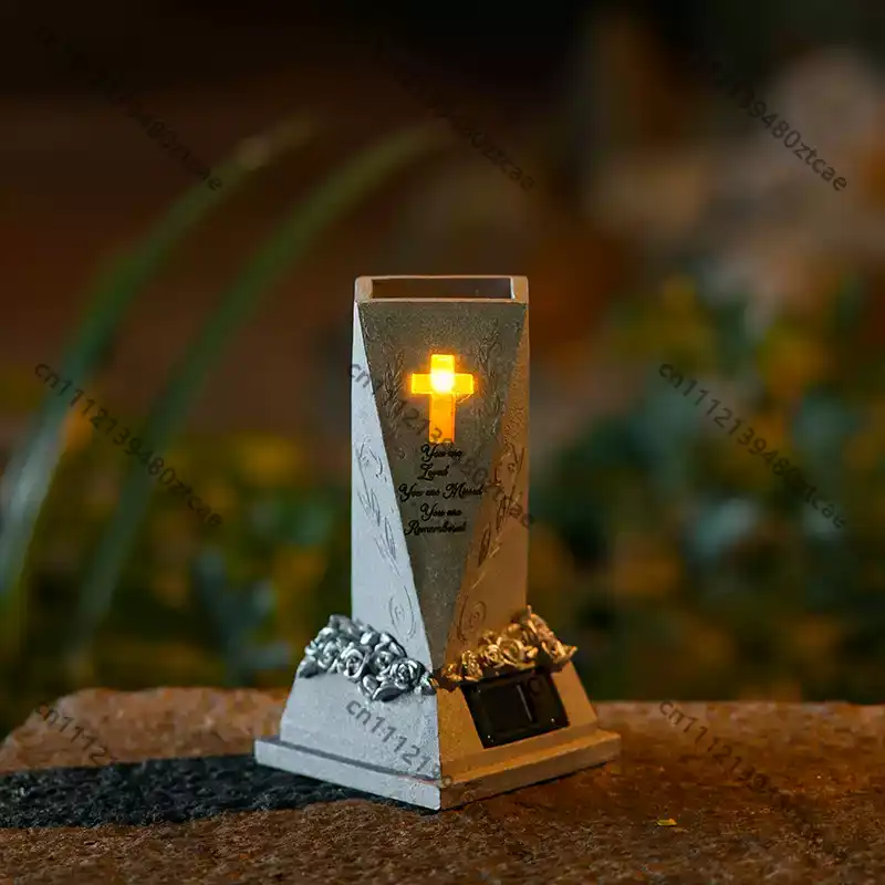Solar Cross Angel Statue Tomb  - đánh giá và giá Outdoor Lighting Brass